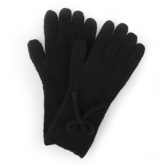Isotoner® Ladies Knitted Bow Glove Black Extra Image 1